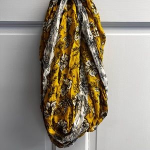 Yellow floral print infinity scarf